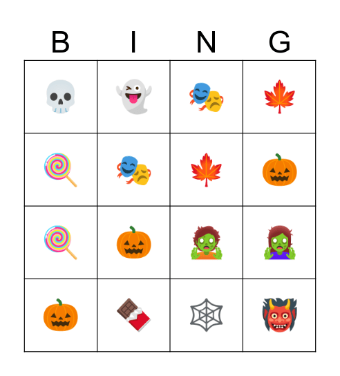 2nd Grade Halloween Bingo Card