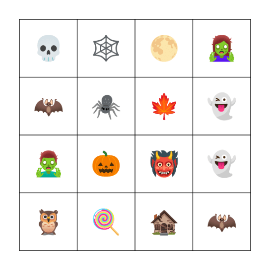 2nd Grade Halloween Bingo Card