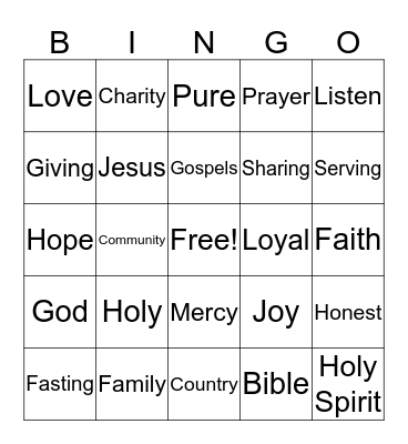 American Heritage Girls Fun! Bingo Card