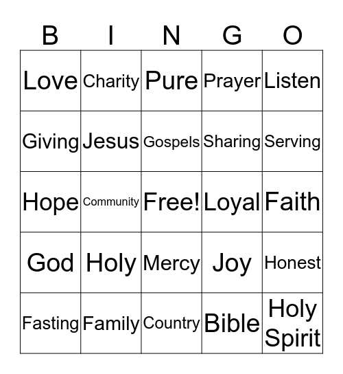 American Heritage Girls Fun! Bingo Card