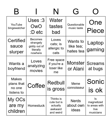 Onion Bingo Card