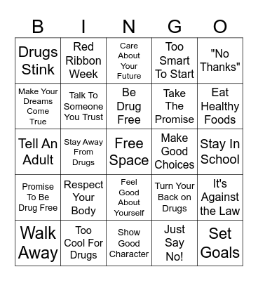 Red Ribbon Week Bingo Card