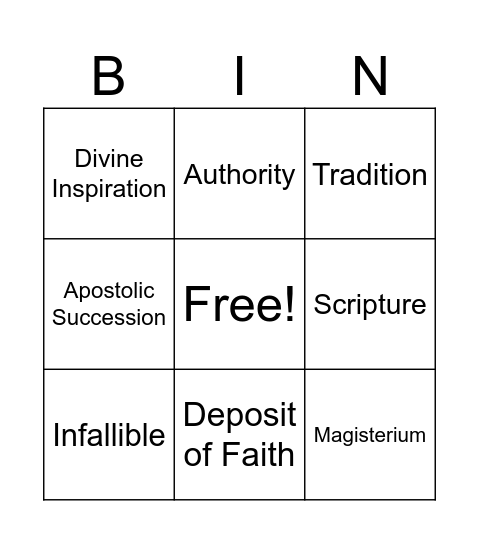 Church/Scripture as an Authority Bingo Card