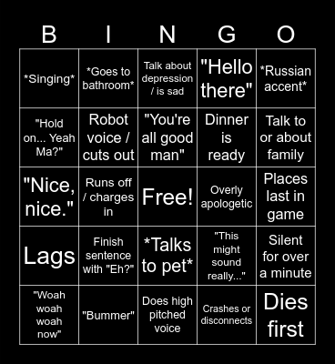 William Bingo Card