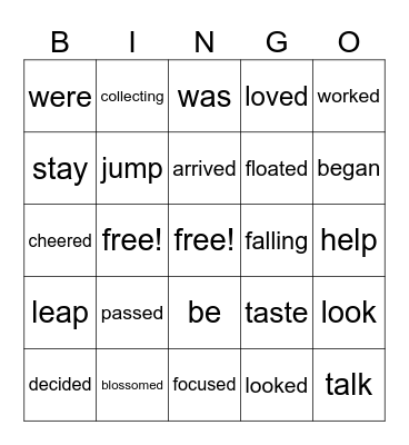 Verbs! Bingo Card