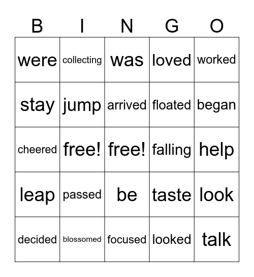 Verbs! Bingo Card