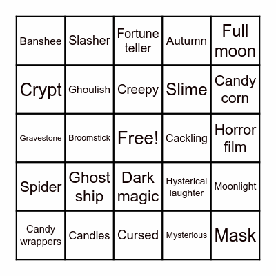 Get Ready for a Spooktacular Bingo Bash! Bingo Card
