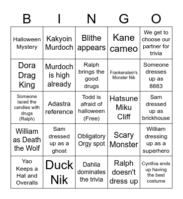 Halloween AU Guesses Bingo Card