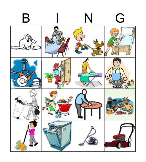 CHORES / THE HOUSEWORK Bingo Card