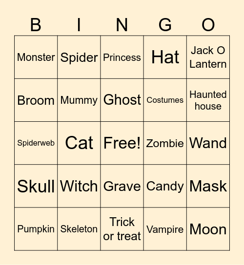 Halloween Bingo Card