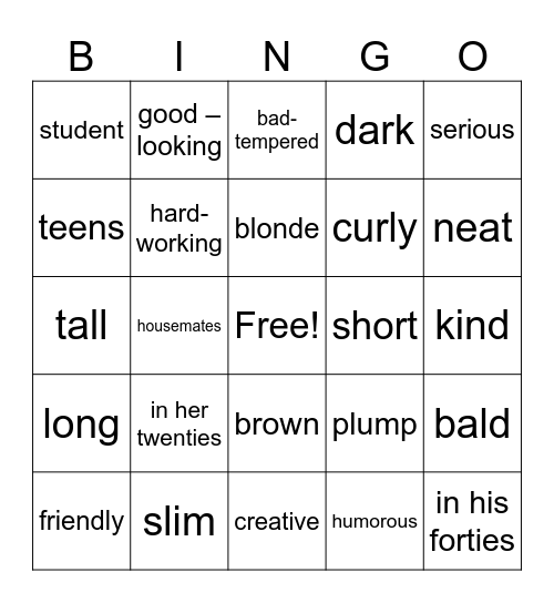 LISTENING PRACTICE UNIT STARTERS Bingo Card