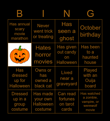 NE LE Halloween! Bingo Card