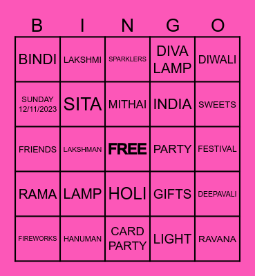 DIWALI 2023 Bingo Card