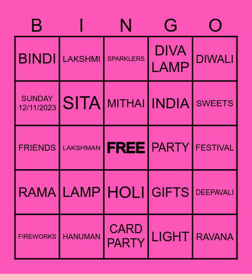 DIWALI 2023 Bingo Card