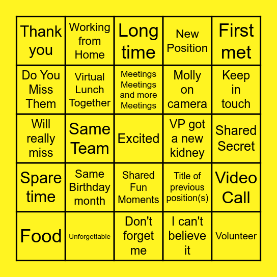 Farewell Priyanka! Bingo Card