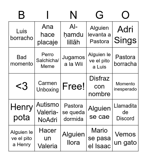 Halloween Neperiano Bingo Card