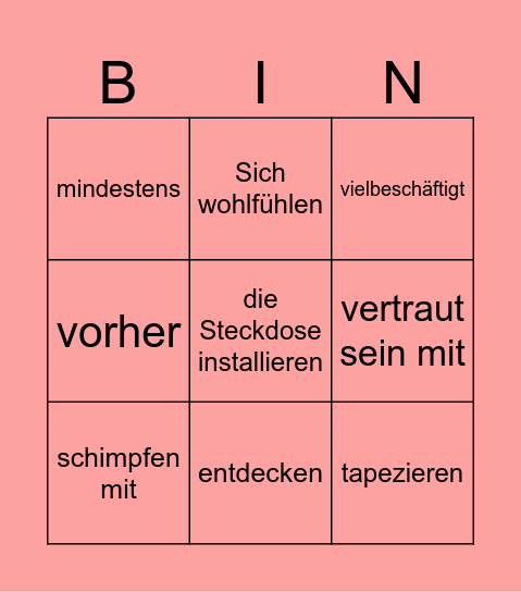 Hilfe bei der Renovierung(( Bingo Card