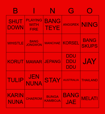 JAY Bingo Card