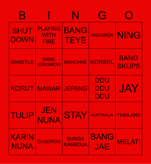 JAY Bingo Card