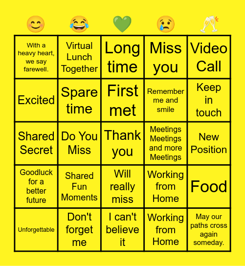 Farewell Priyanka !! Bingo Card