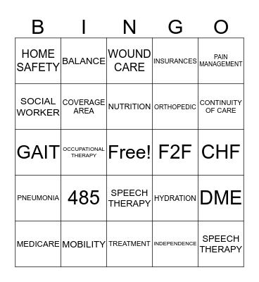 PATHFINDER HOME HEALTH BINGO Card