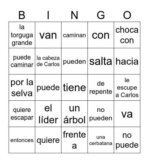 El capibara con botas 8-10 Bingo Card