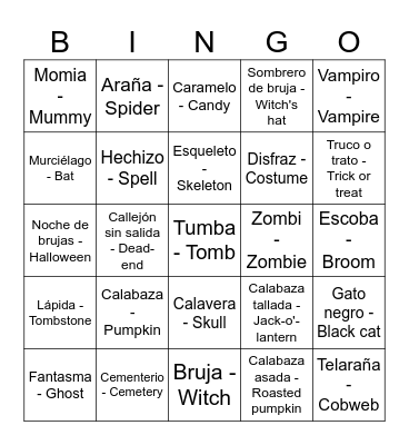 Halloween Bingo Card