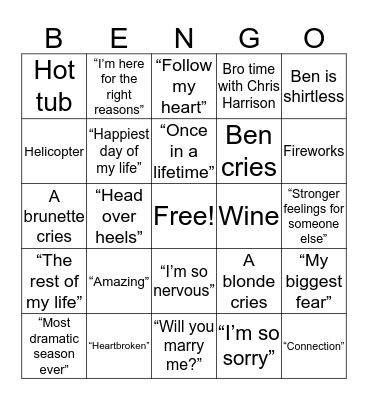 Final Rose "Bengo" Bingo Card