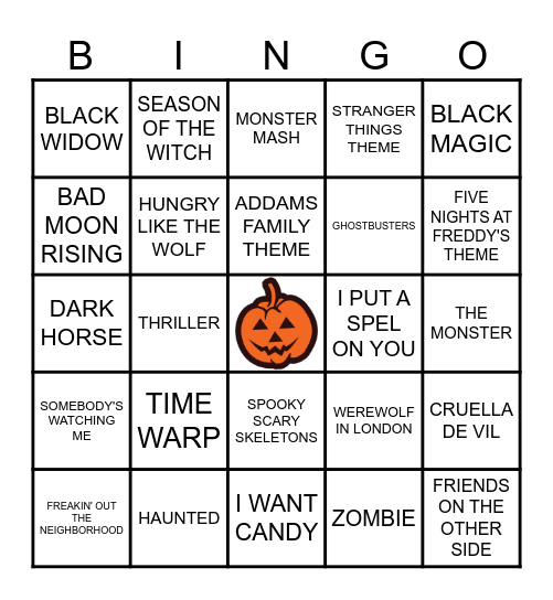 HALLOWEEN MUSICAL BINGO Card