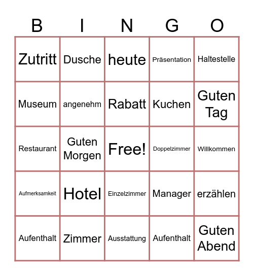 Wörterbingo Die Präsentation Bingo Card