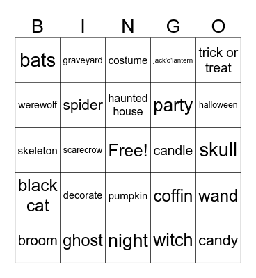 Halloween Bingo Card