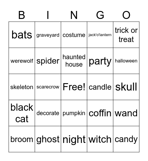 Halloween Bingo Card