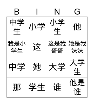 Family part 2 Bingo Card