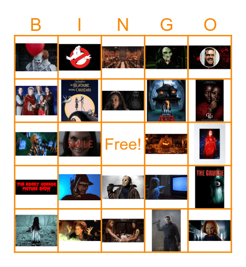 Halloween Movie Bingo Card