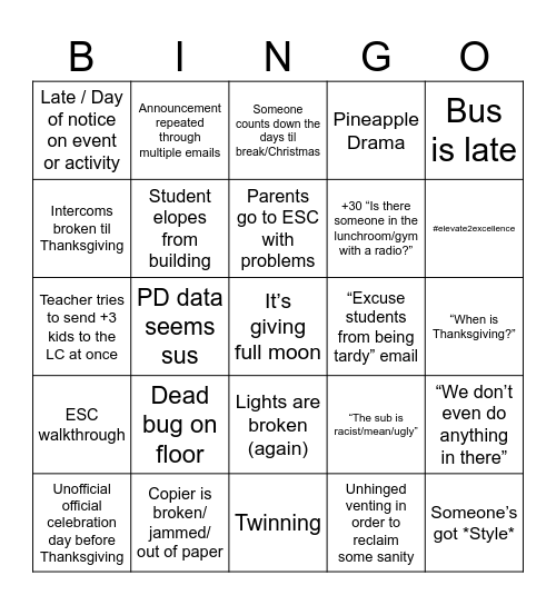 Untitled Bingo Card