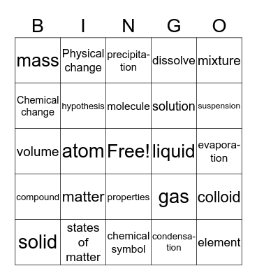 Matter Bingo Card