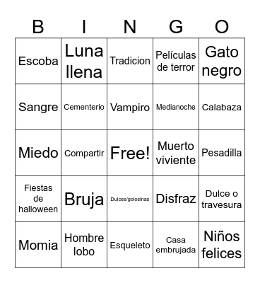 Halloween Bingo Card