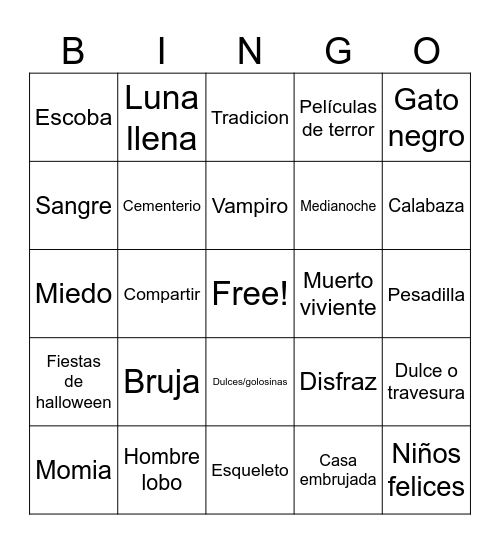 Halloween Bingo Card