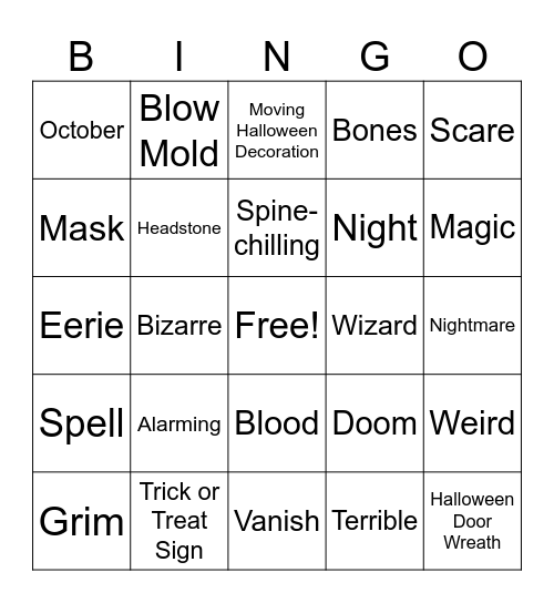 Halloween Bingo Card