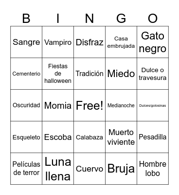 Halloween Bingo Card