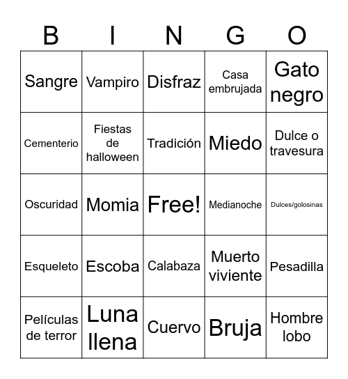 Halloween Bingo Card