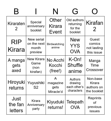 Manga Time Kirara 2023-12 Bingo Card