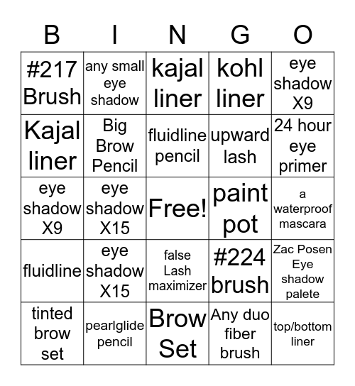 Eye Buisness Bingo Card