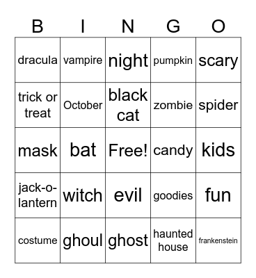 Halloween Bingo Card
