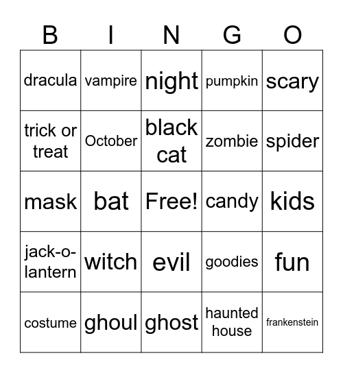Halloween Bingo Card
