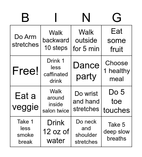 MKCo Physical Challenge Bingo Card