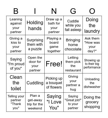 Love Languages Bingo Card