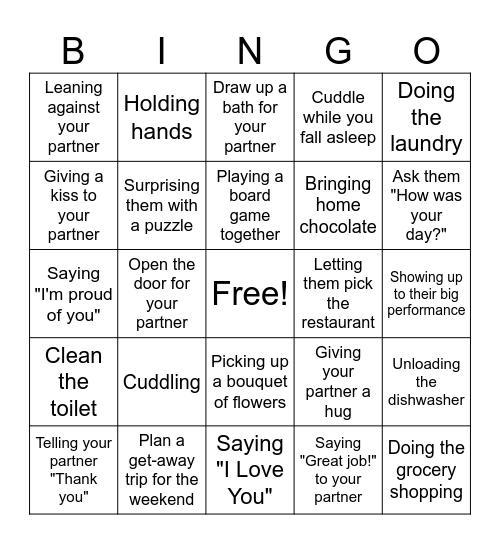 Love Languages Bingo Card