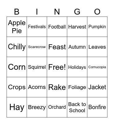 Fall Bingo Card