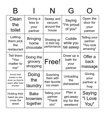 Love Languages Bingo Card